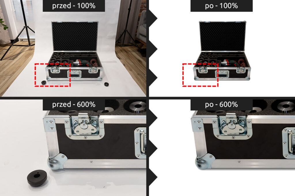 Fotografia produktowa przed i po retuszu - Szparowanie Zdjęć Wrocław