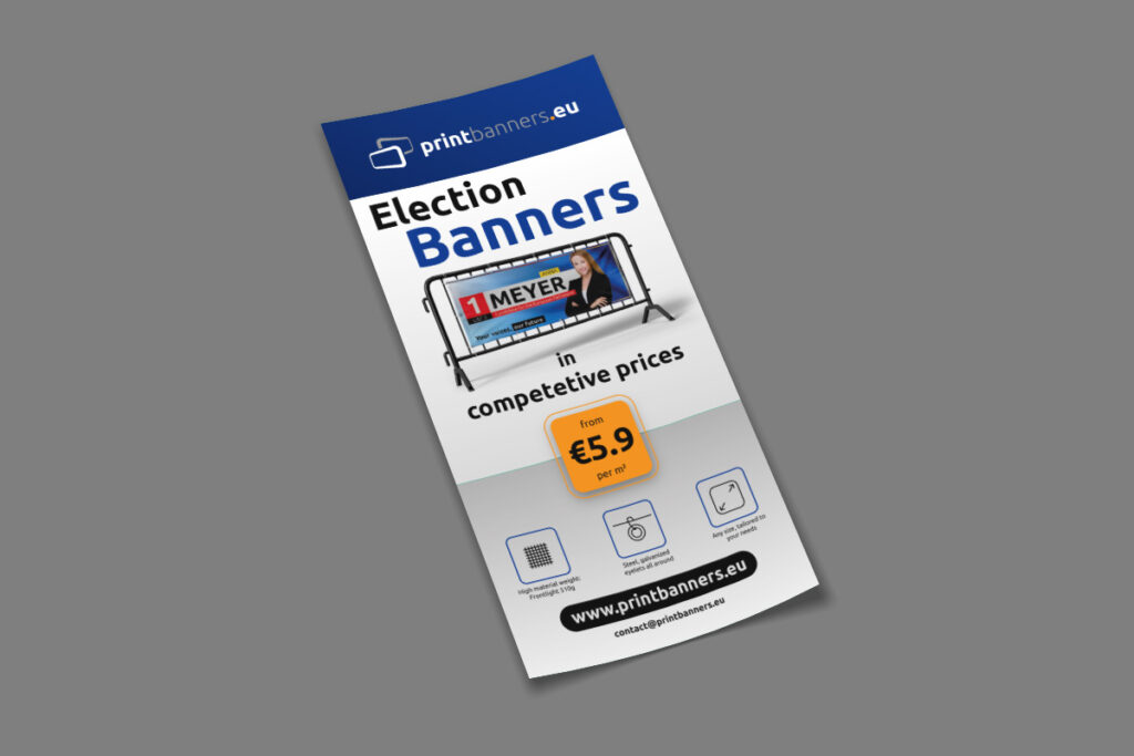 Ulotka cięta DL reklamująca wydruk banerów wyborczych - Grafika Reklamowa Wrocław