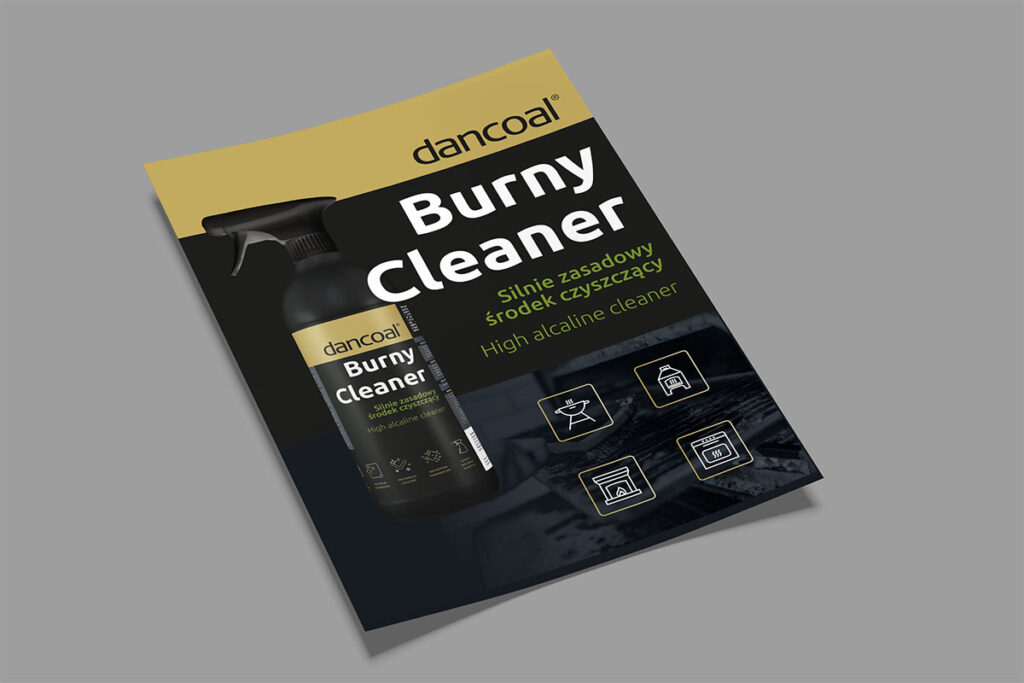 Czarno-złota ulotka środek czyszczący - Projektowanie Ulotek Wrocław