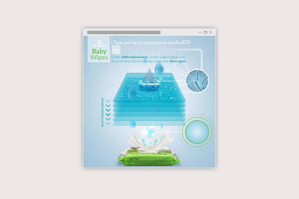 Grafika produktowa sprzedażowa chusteczki nawilżane - Grafik Wrocław