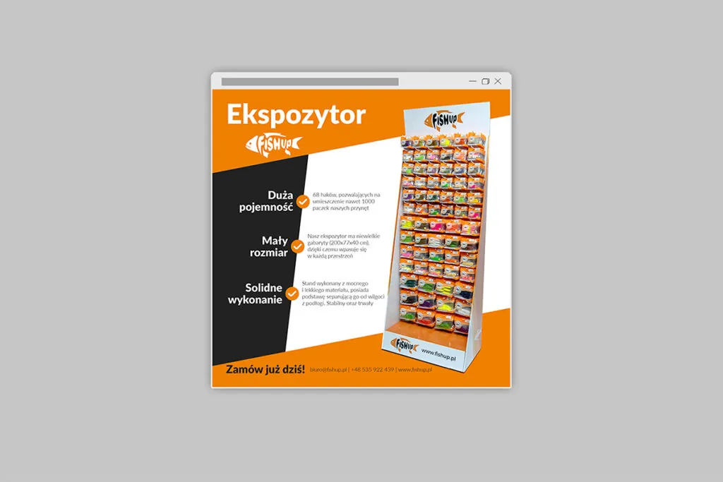 Grafika na social media reklamująca ekspozytor produktowy - Grafik Kompuperowy Wrocław