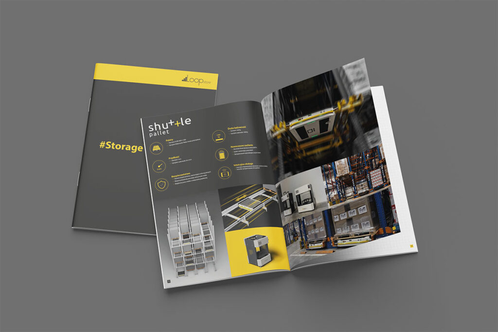 Katalog dla firmy produkującej logistykę magazynową - Grafika Reklamowa Wrocław