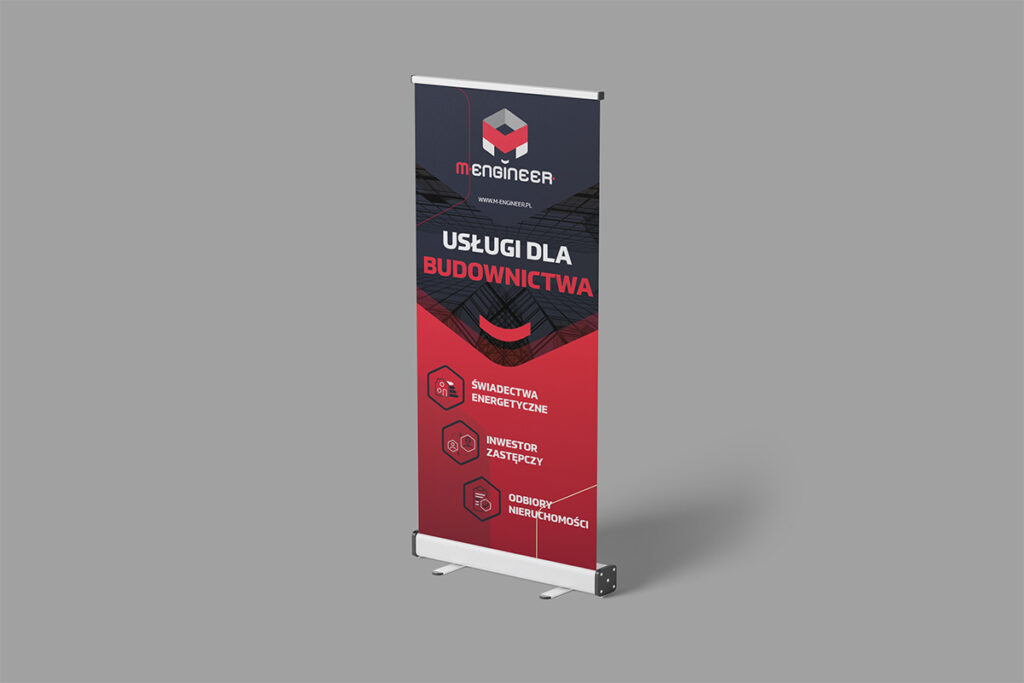 Czerwono-grafitowy rollup dla firmy inżynieryjnej - Grafik Wrocław