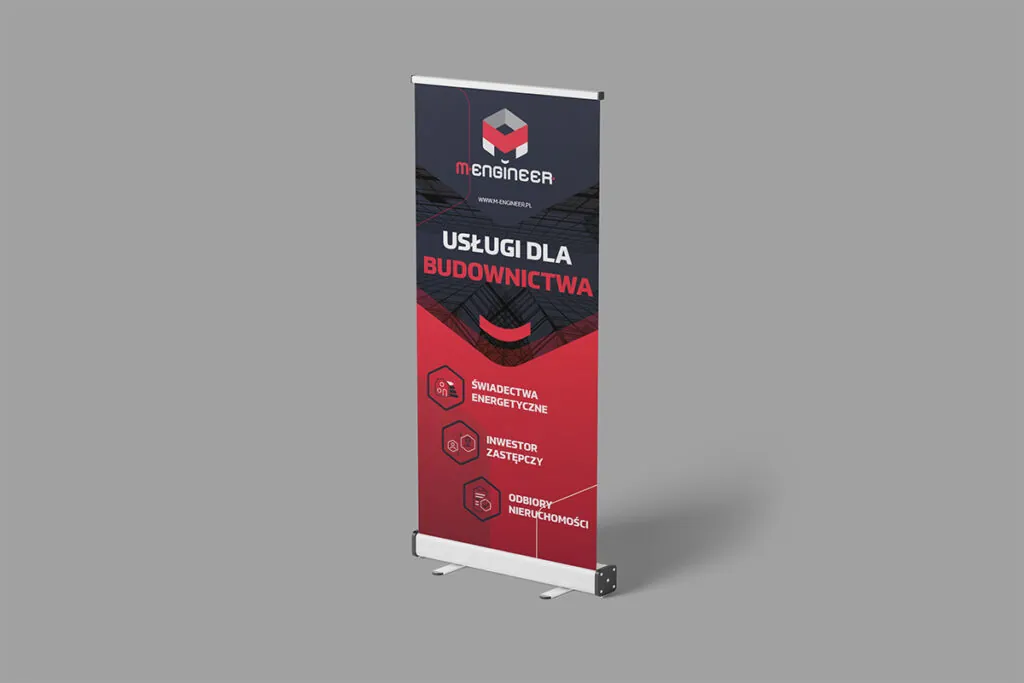Czerwono-grafitowy rollup dla firmy inżynieryjnej - Grafik Wrocław