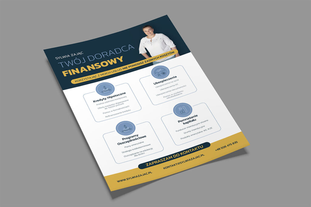 Prosta ulotka dla lokalnego doradcy finansowego - Grafik Komputerowy Wrocław