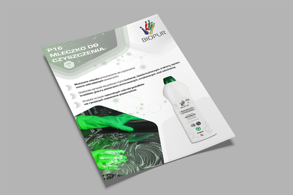 Ulotka reklamowa produktu do czyszczenia - Grafik Reklamowy Wrocław
