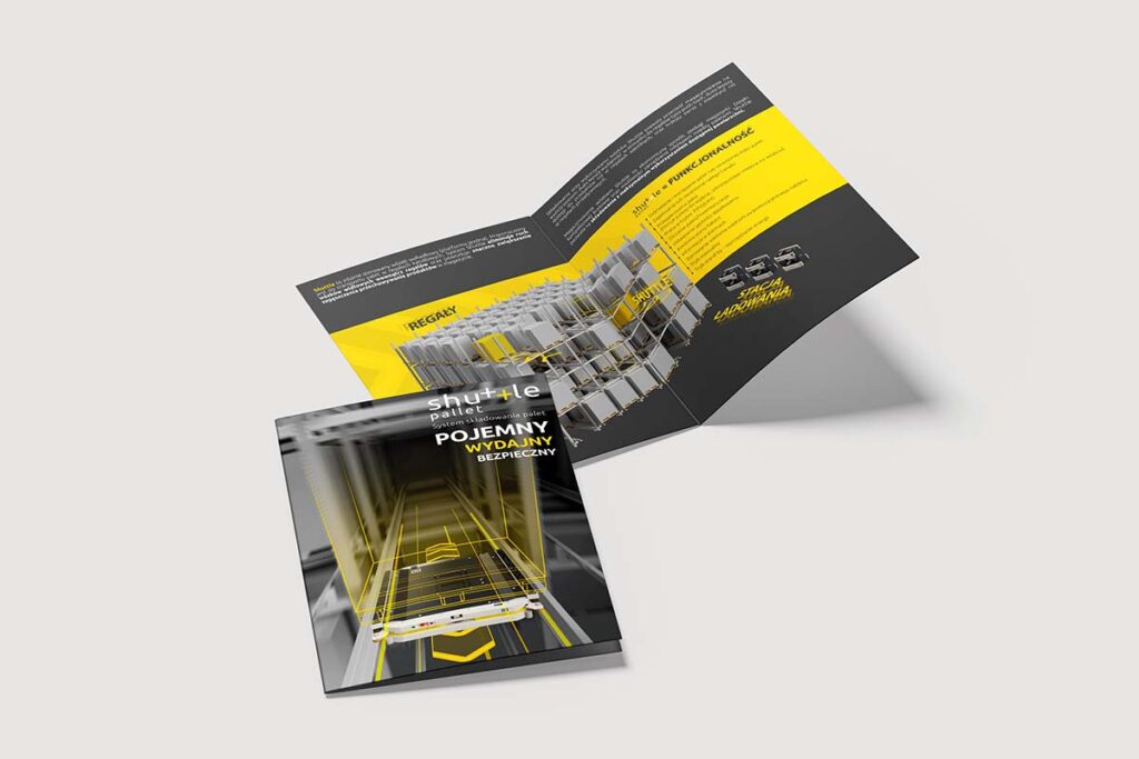 Broszura promująca automatyczny system magazynowy - Grafika Reklamowa Wrocław