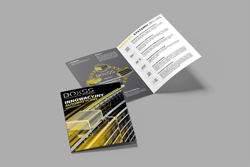 Szaro-żółta broszura dla firmy logistycznej - Grafik Reklamowy Wrocław