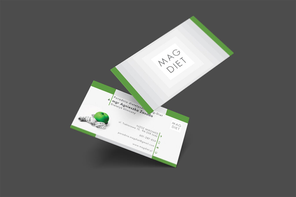 Zielona wizytówka dla dietetyka - Grafika Reklamowa Wrocław