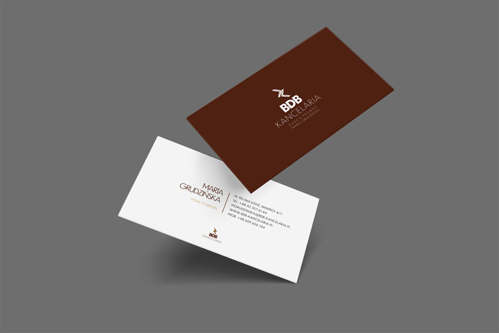 Brązowo biała wizytówka dla radcy prawnego - Grafika Reklamowa Wrocław